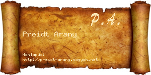 Preidt Arany névjegykártya